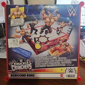 Mattel WWE Knuckle Crunchers Rebound Ring Playset w/ Brock Lesner Figure New